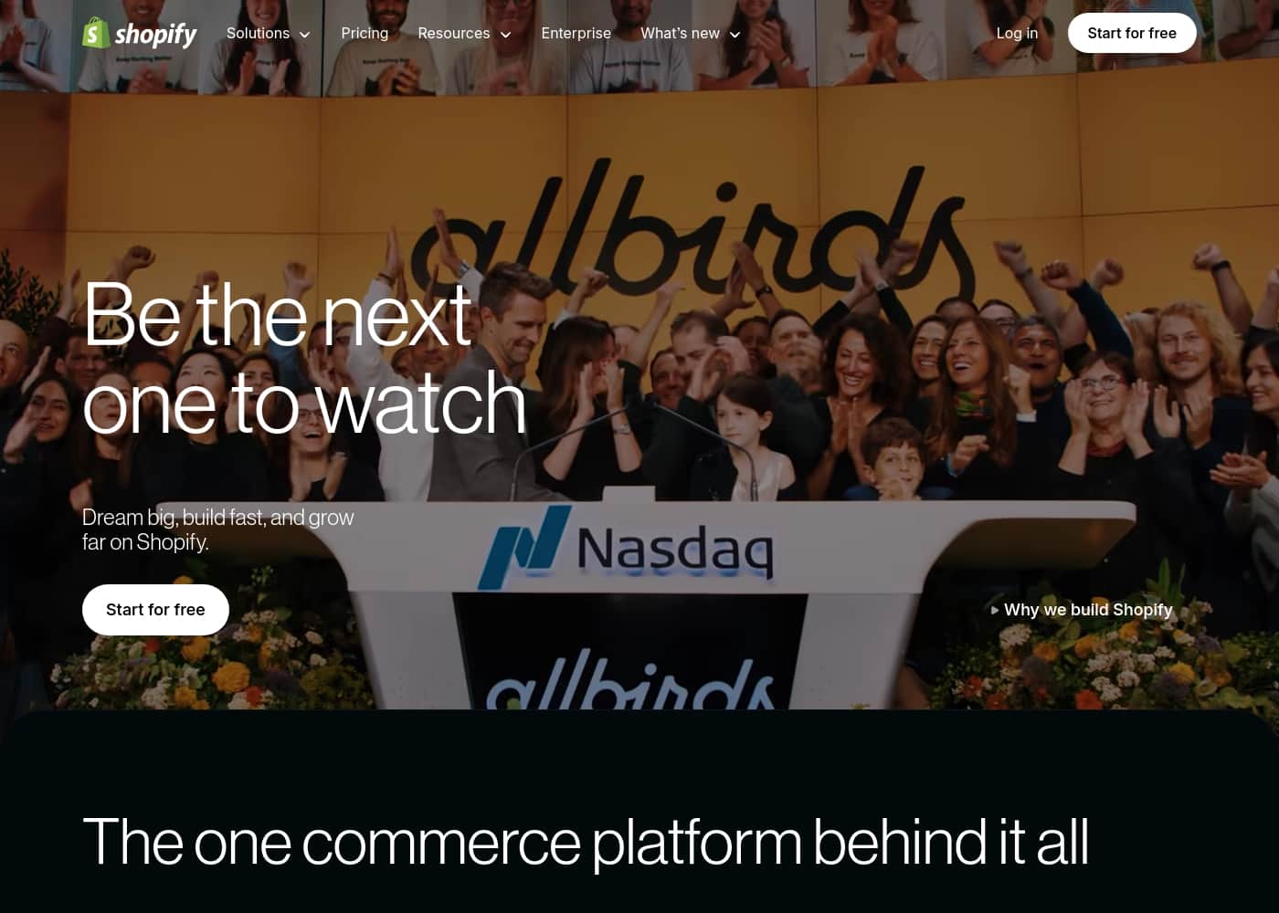 Скриншот главной страницы Shopify