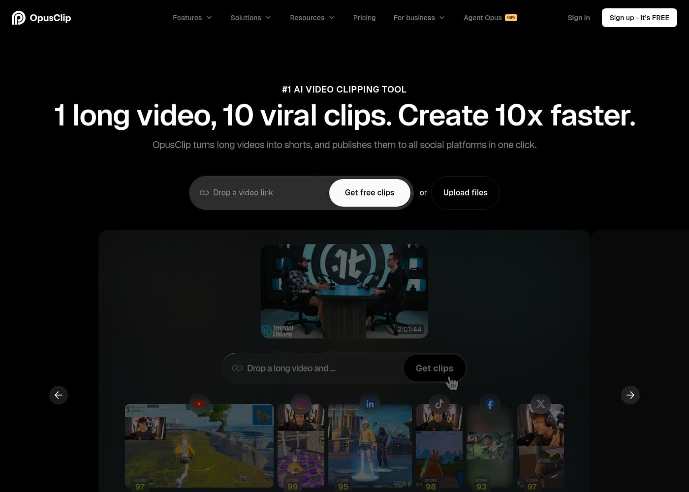 Opus Clip首页截图