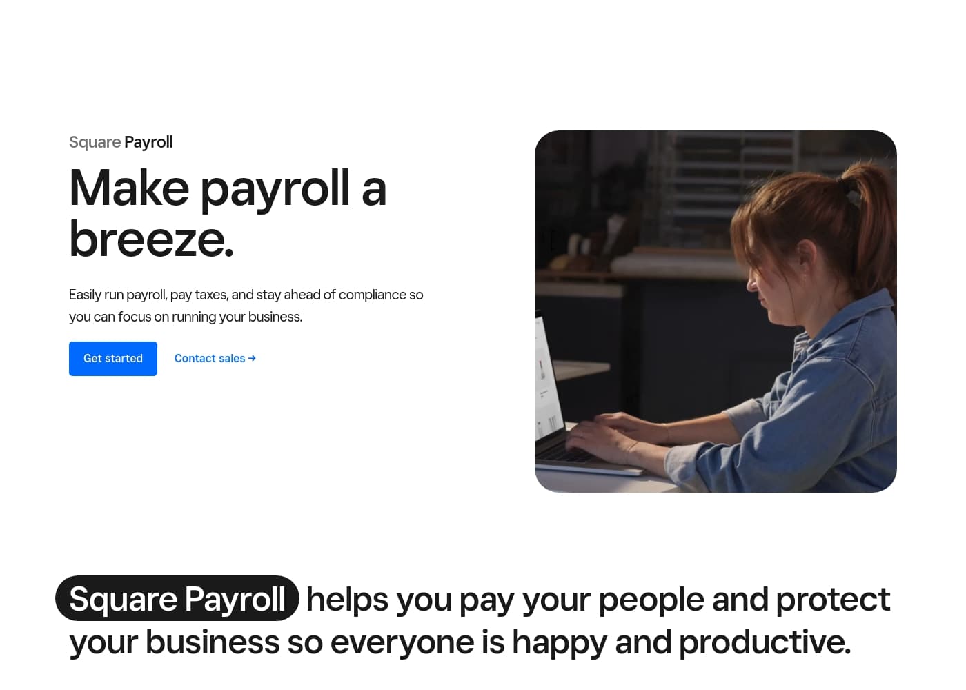 ภาพหน้าจอหลักของ Square Payroll