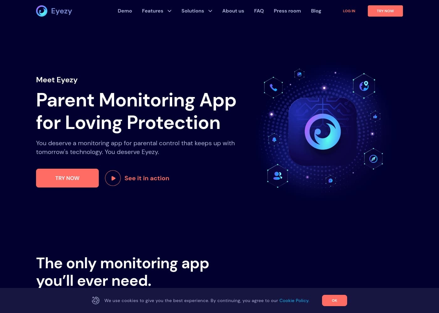EyeZyのホームページスクリーンショット