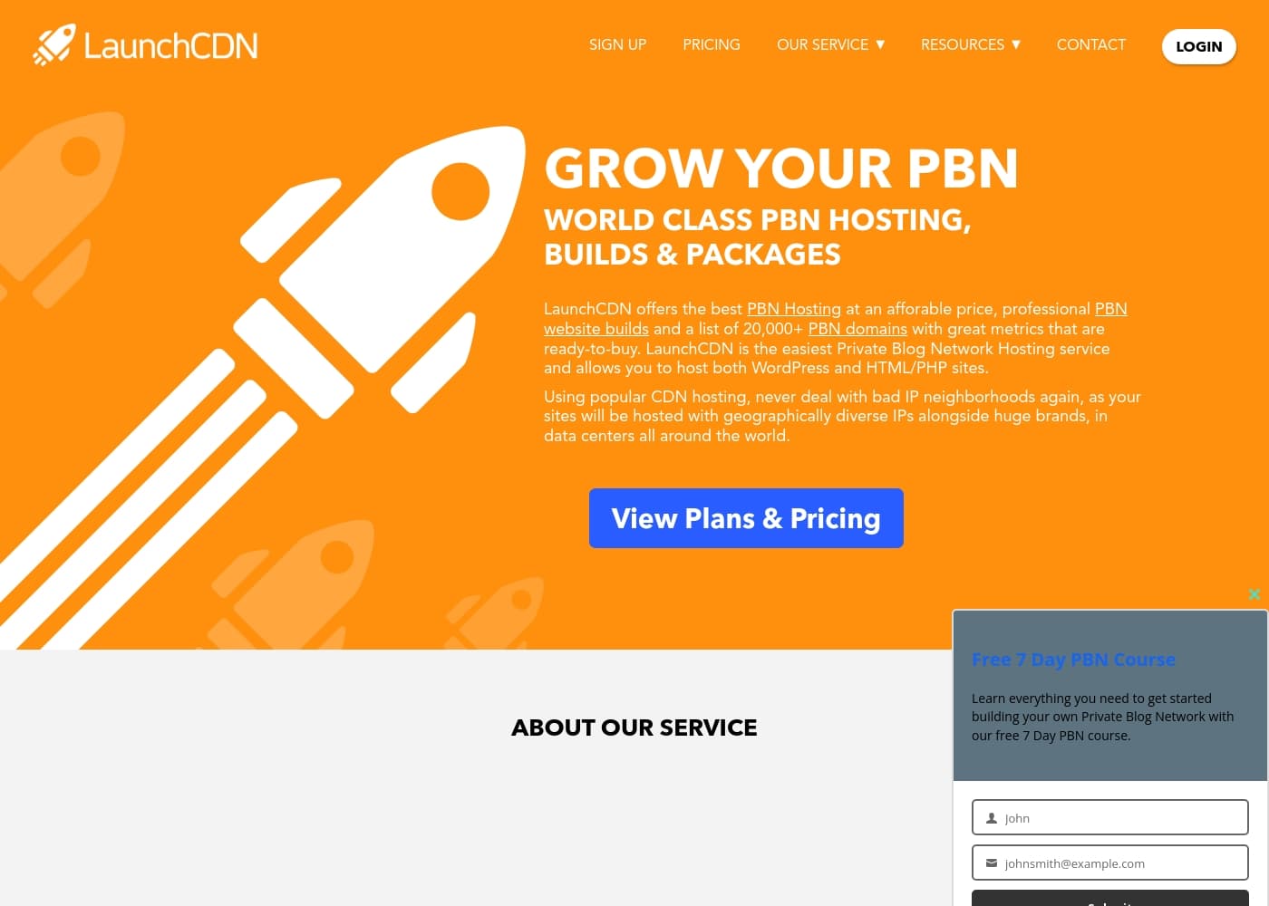 LaunchCDN homepage screenshot