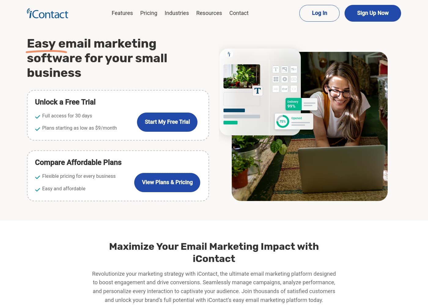 iContact首页截图