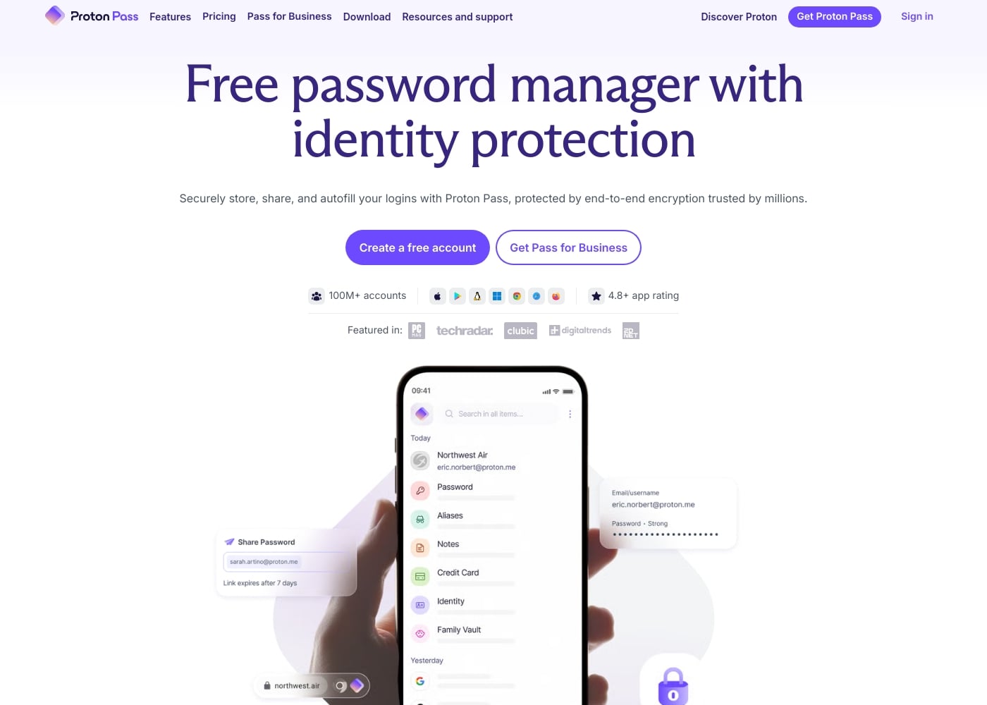 Proton Pass首页截图