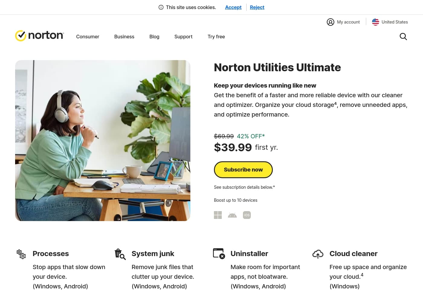Norton Utilities Ultimate 홈페이지 스크린샷