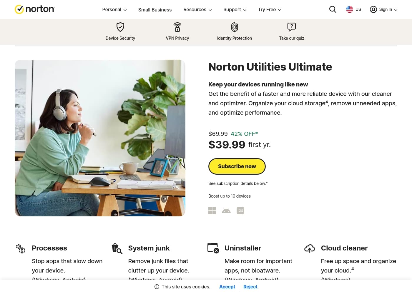 Norton Utilities Ultimate homepage screenshot