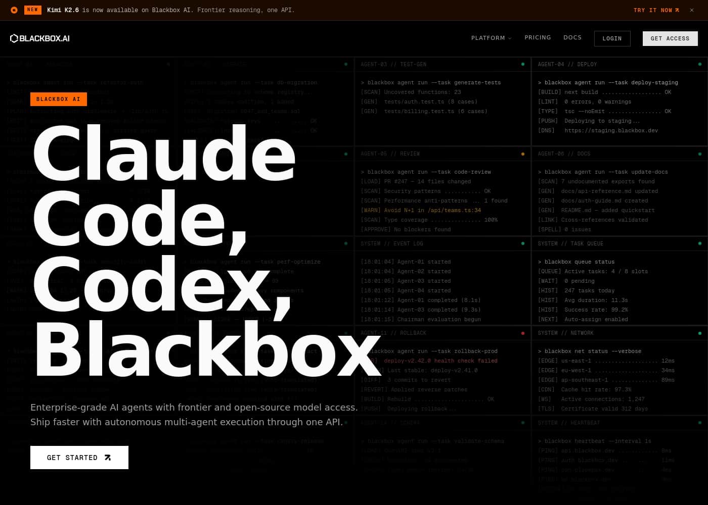 BLACKBOX AI Homepage-Screenshot
