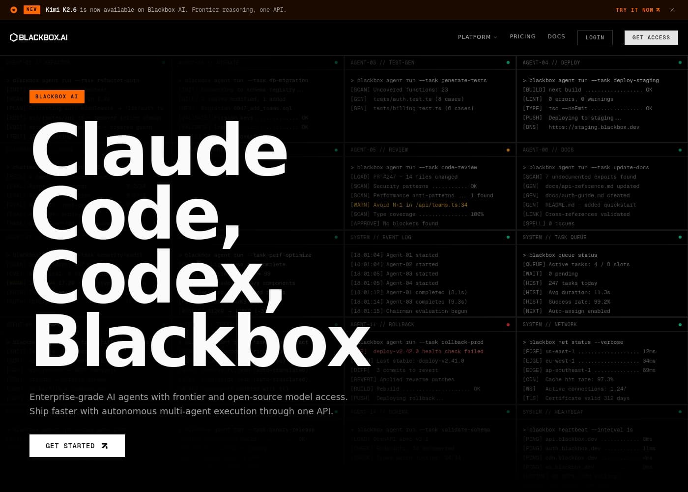 BLACKBOX AI homepage screenshot