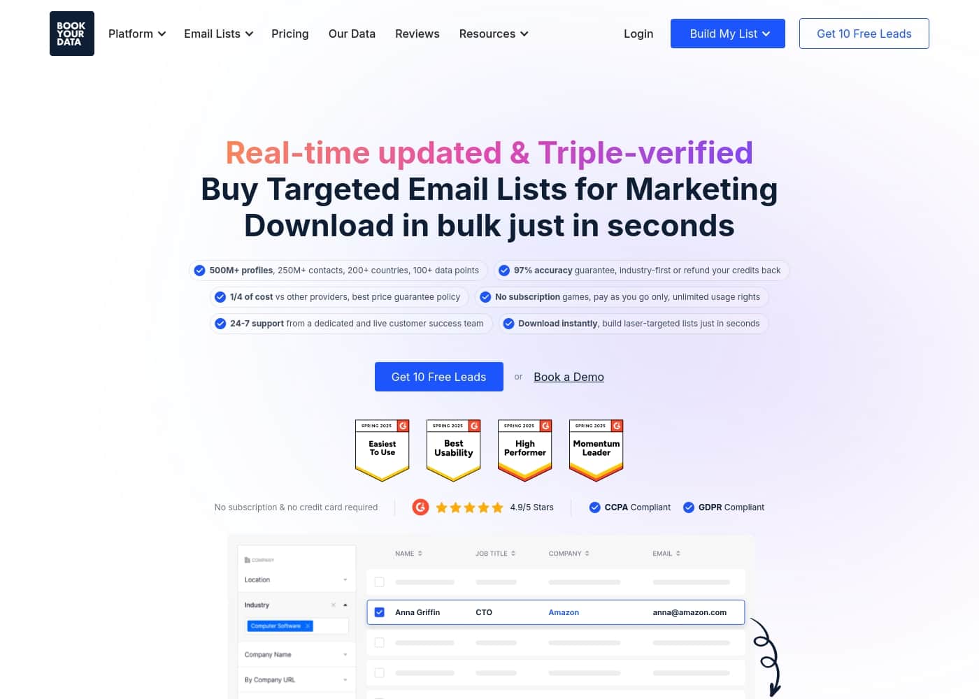 Bookyourdata Homepage-Screenshot