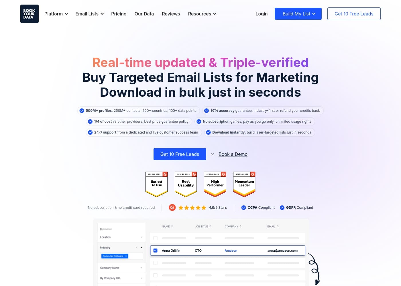 Bookyourdata Homepage-Screenshot