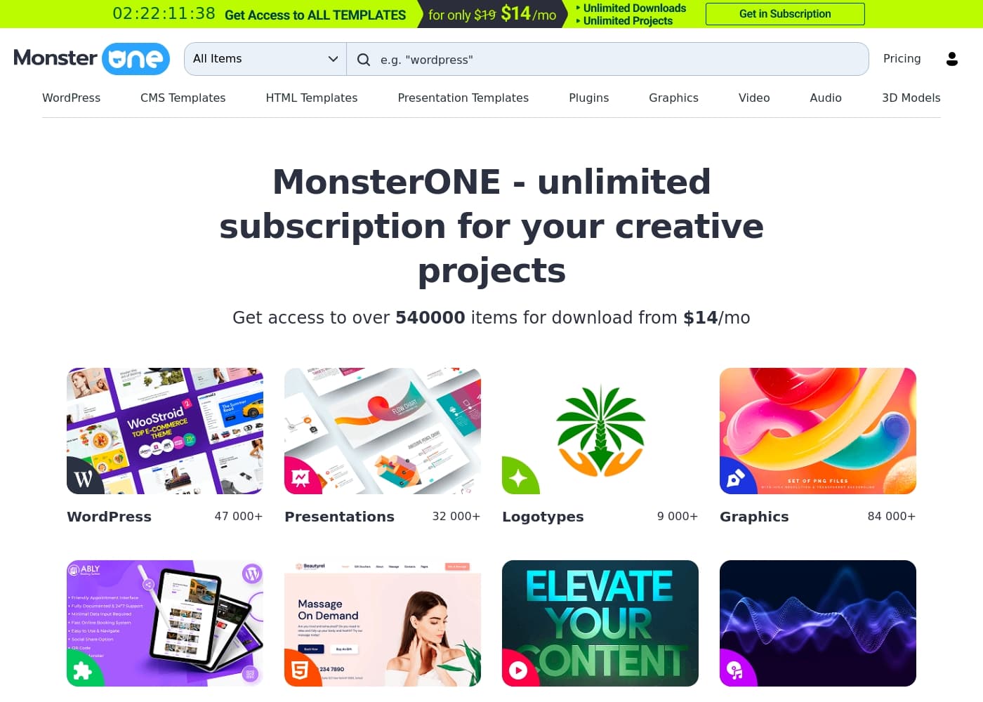 Monster One首页截图