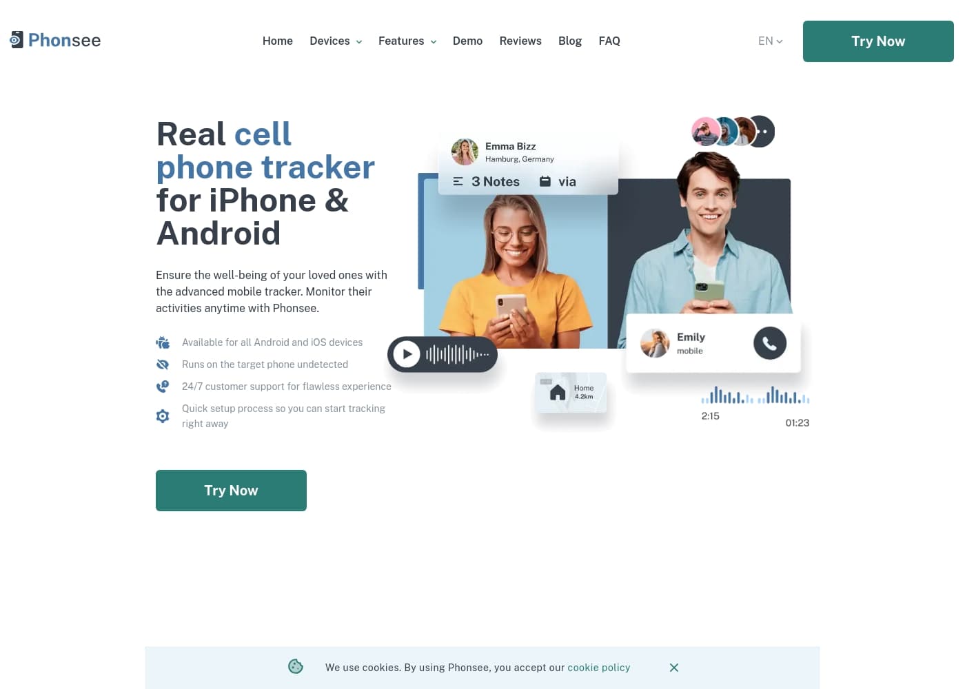 Ảnh chụp màn hình trang chủ Phonsee