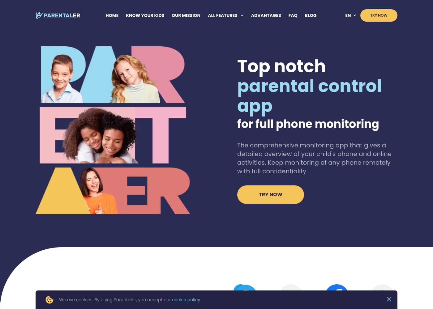 Parentalerのホームページスクリーンショット
