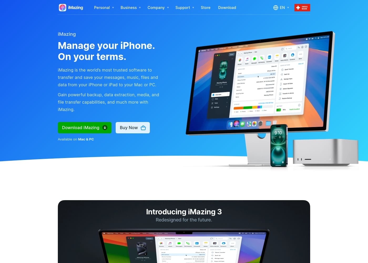 iMazing 홈페이지 스크린샷