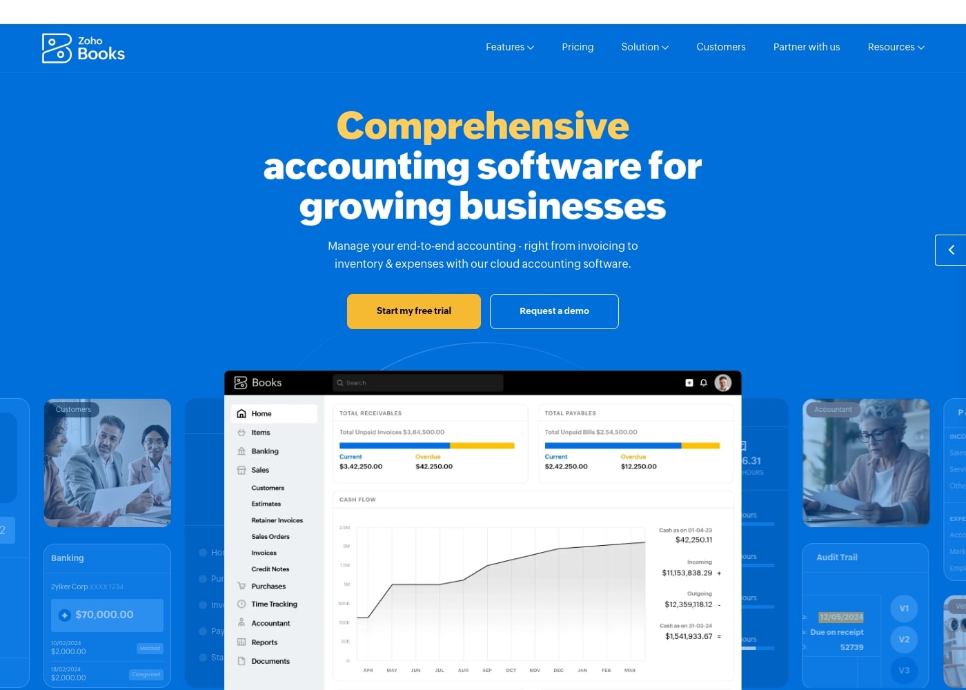 Zoho Books首页截图