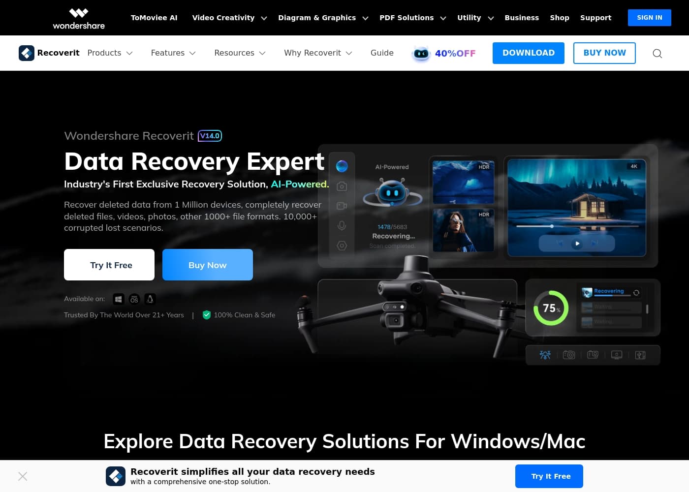 Recoverit首页截图
