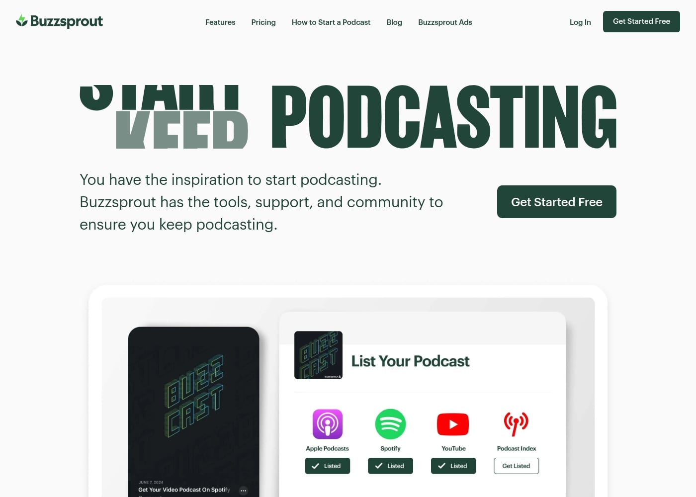 Buzzsprout首页截图