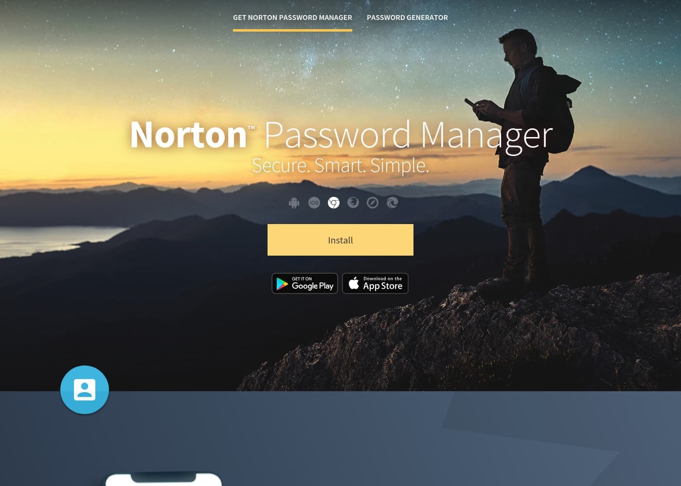 Norton Password Manager homepage screenshot