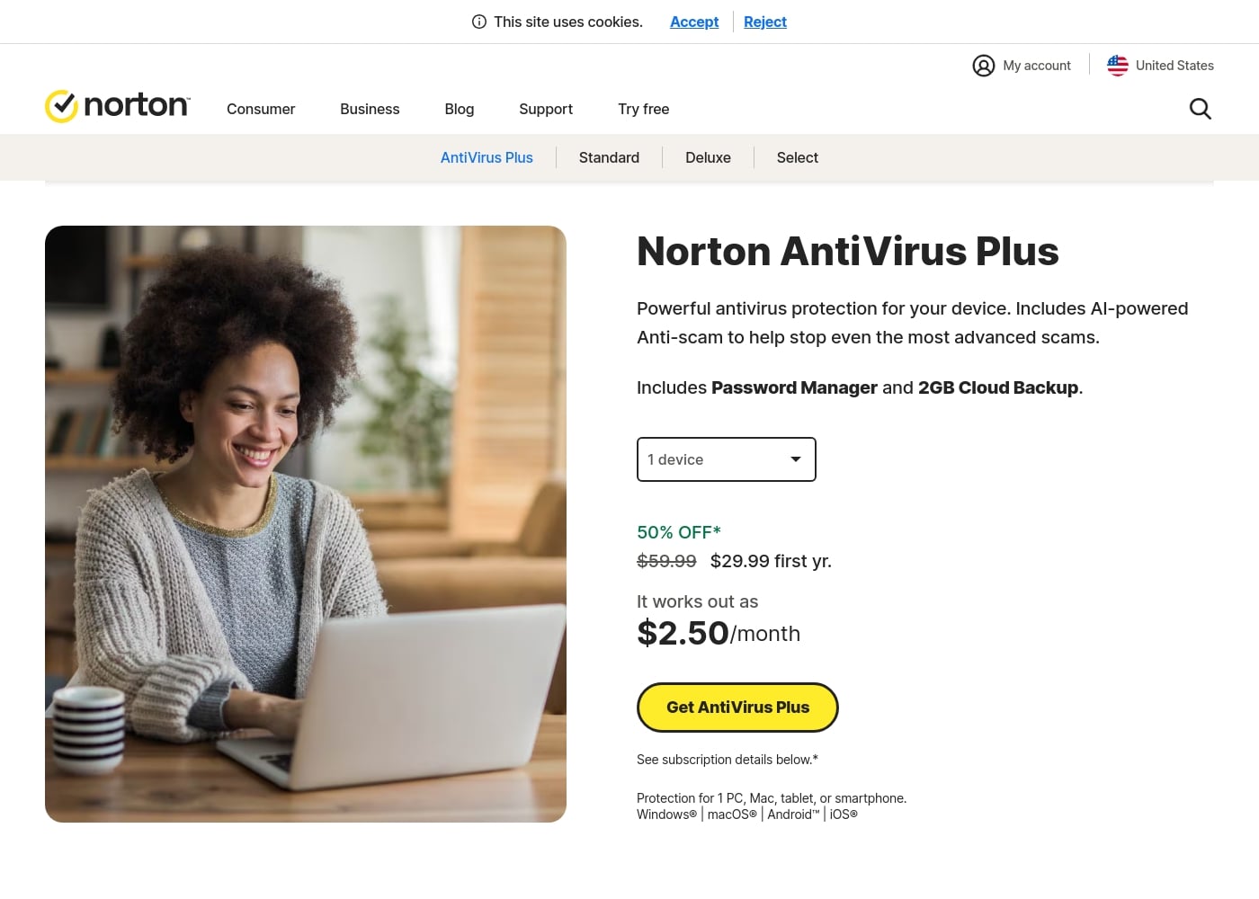 Norton 360 Antivirus Plus首页截图
