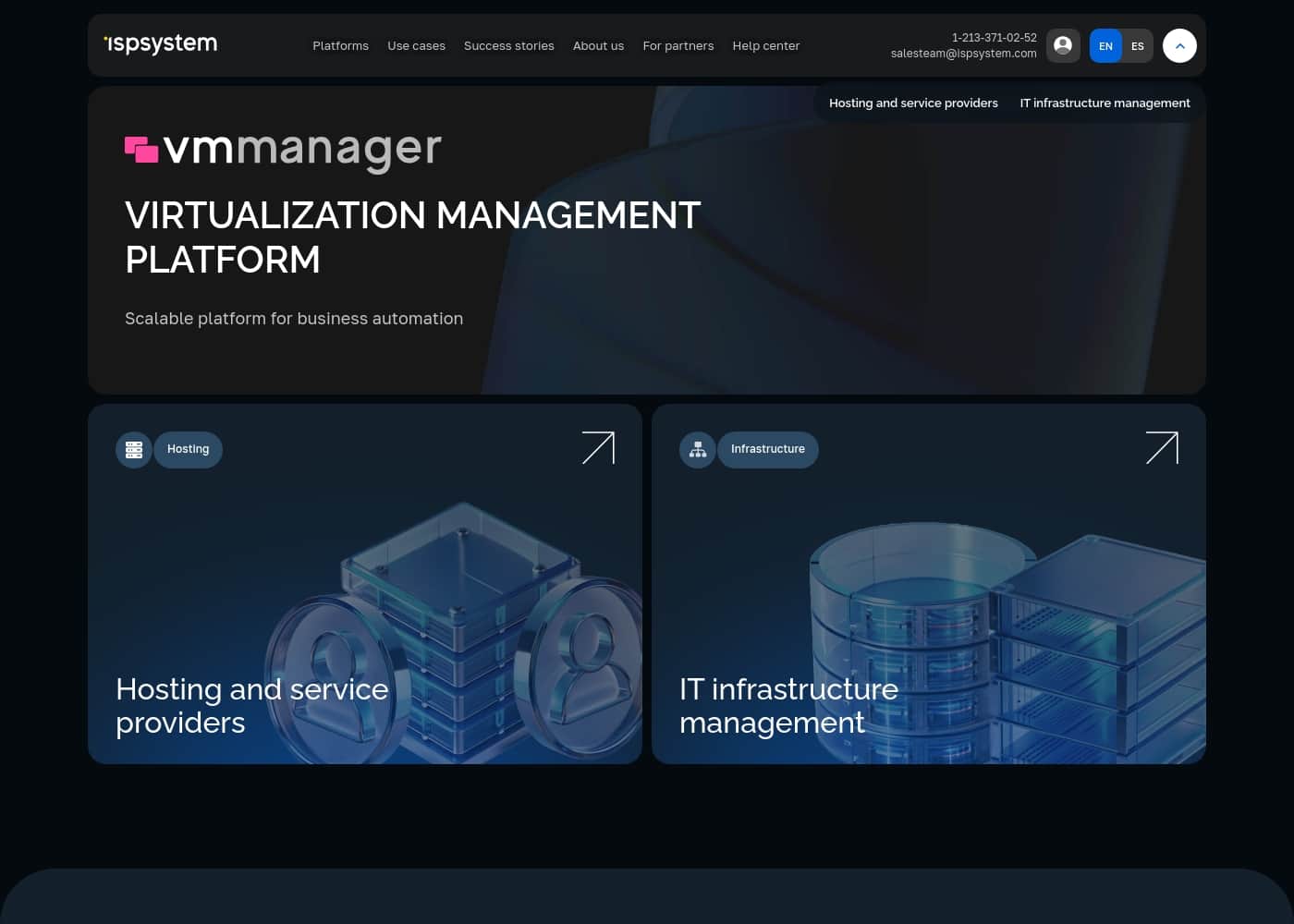 Zrzut ekranu strony głównej VMmanager