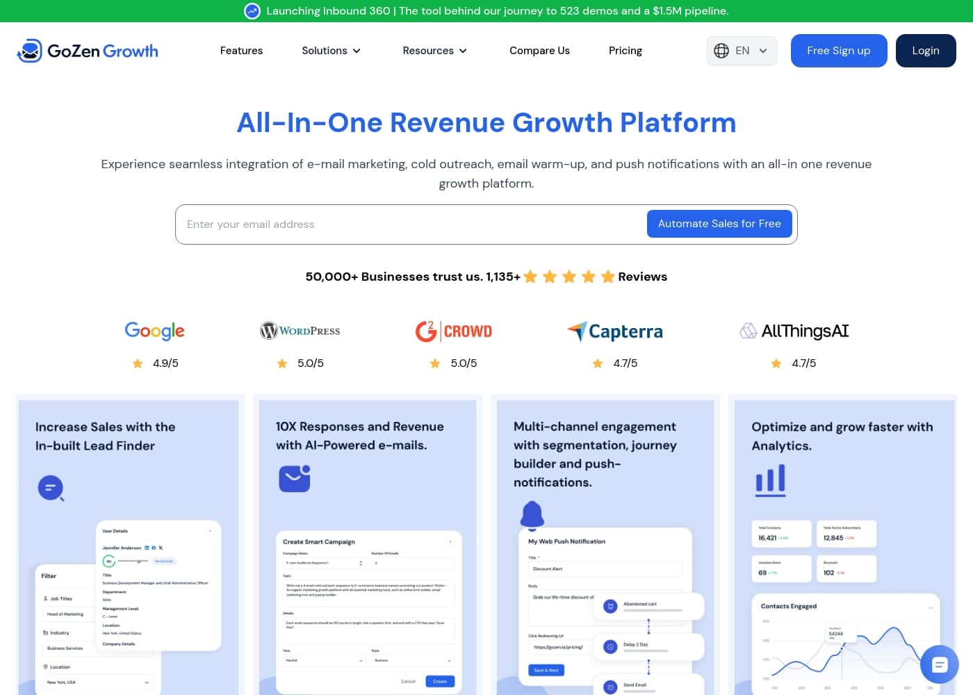 ภาพหน้าจอหลักของ GoZen Growth