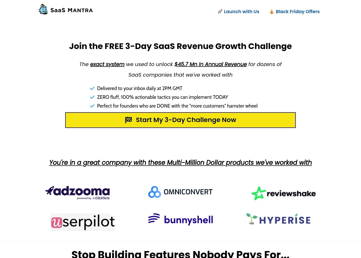 SaaS Mantraのホームページスクリーンショット