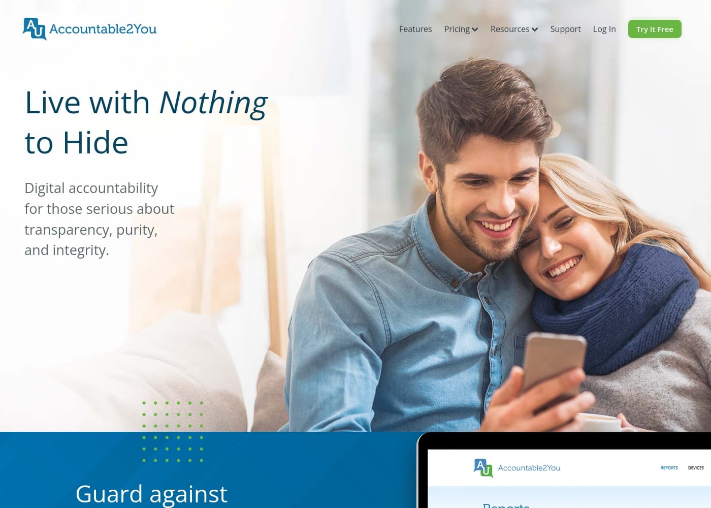 Accountable2You homepage screenshot