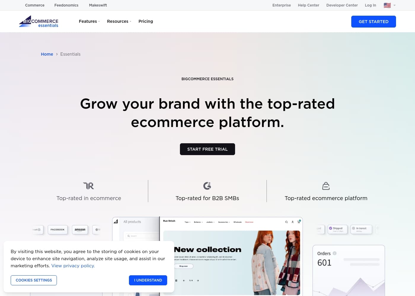 ภาพหน้าจอหลักของ BigCommerce