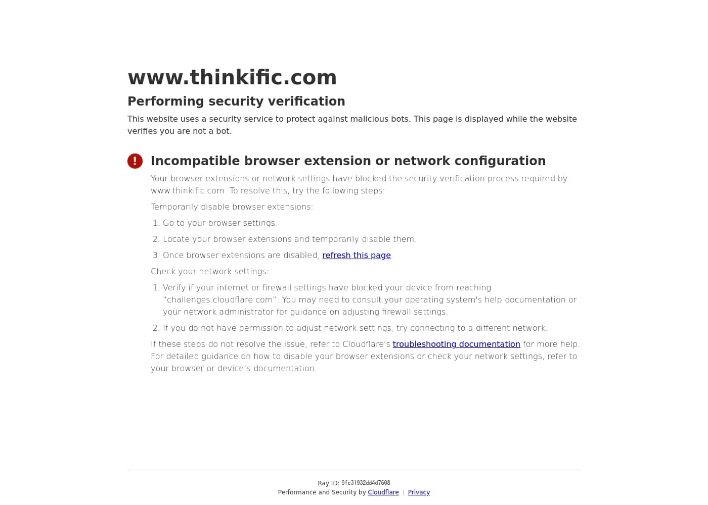 Thinkific homepage screenshot