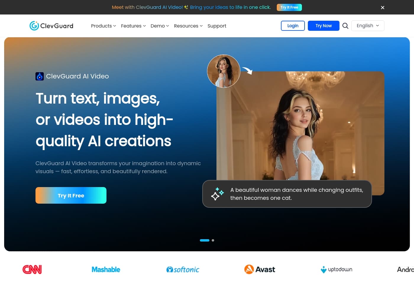 Zrzut ekranu strony głównej ClevGuard