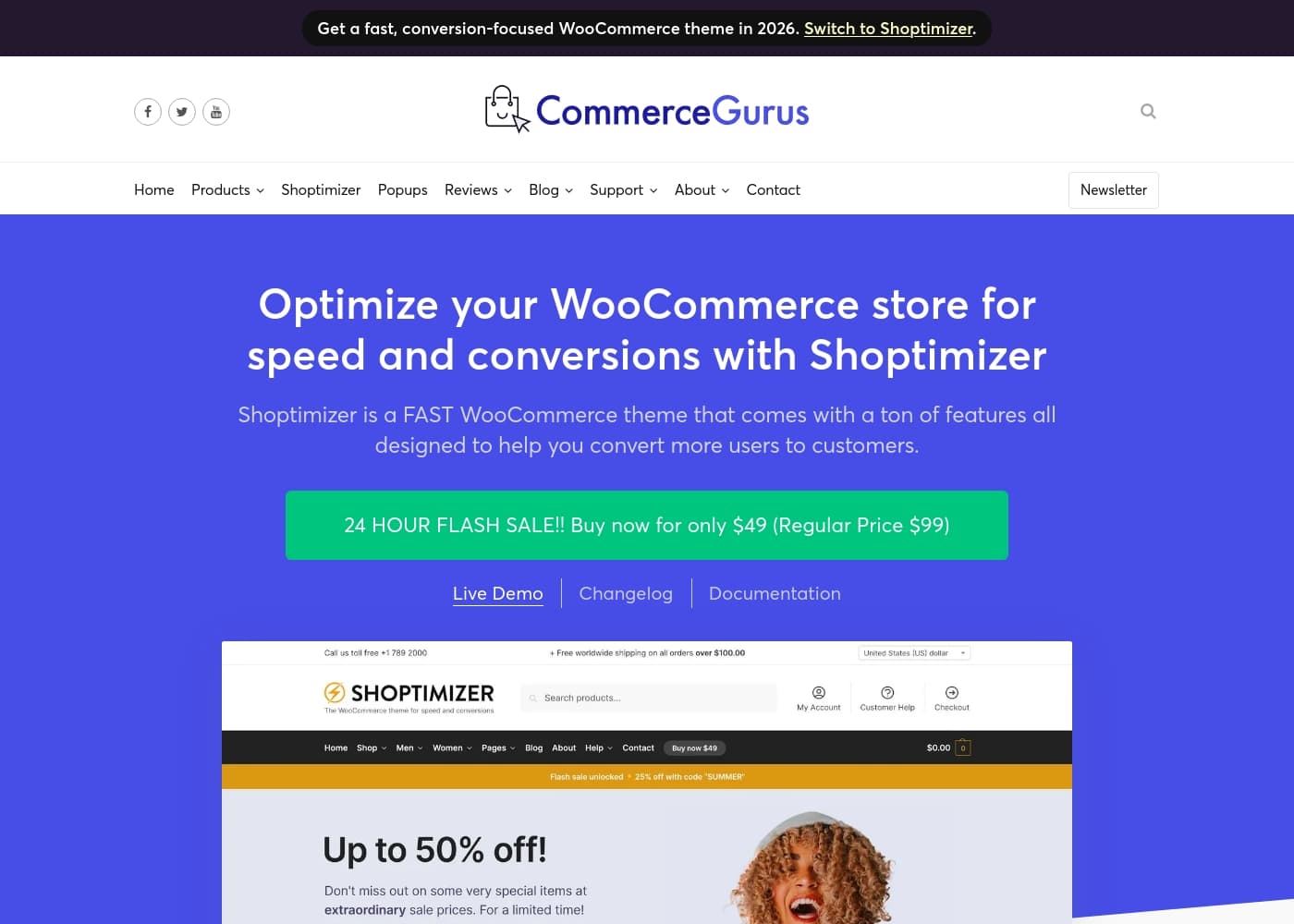 Capture d'écran de la page d'accueil Shoptimizer