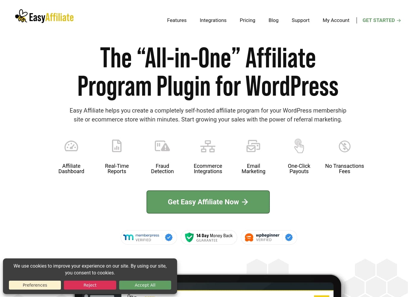 Easy Affiliate 홈페이지 스크린샷