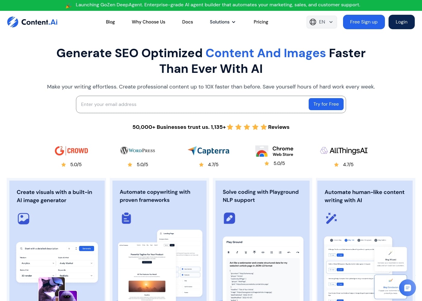 GoZen Content AI首页截图