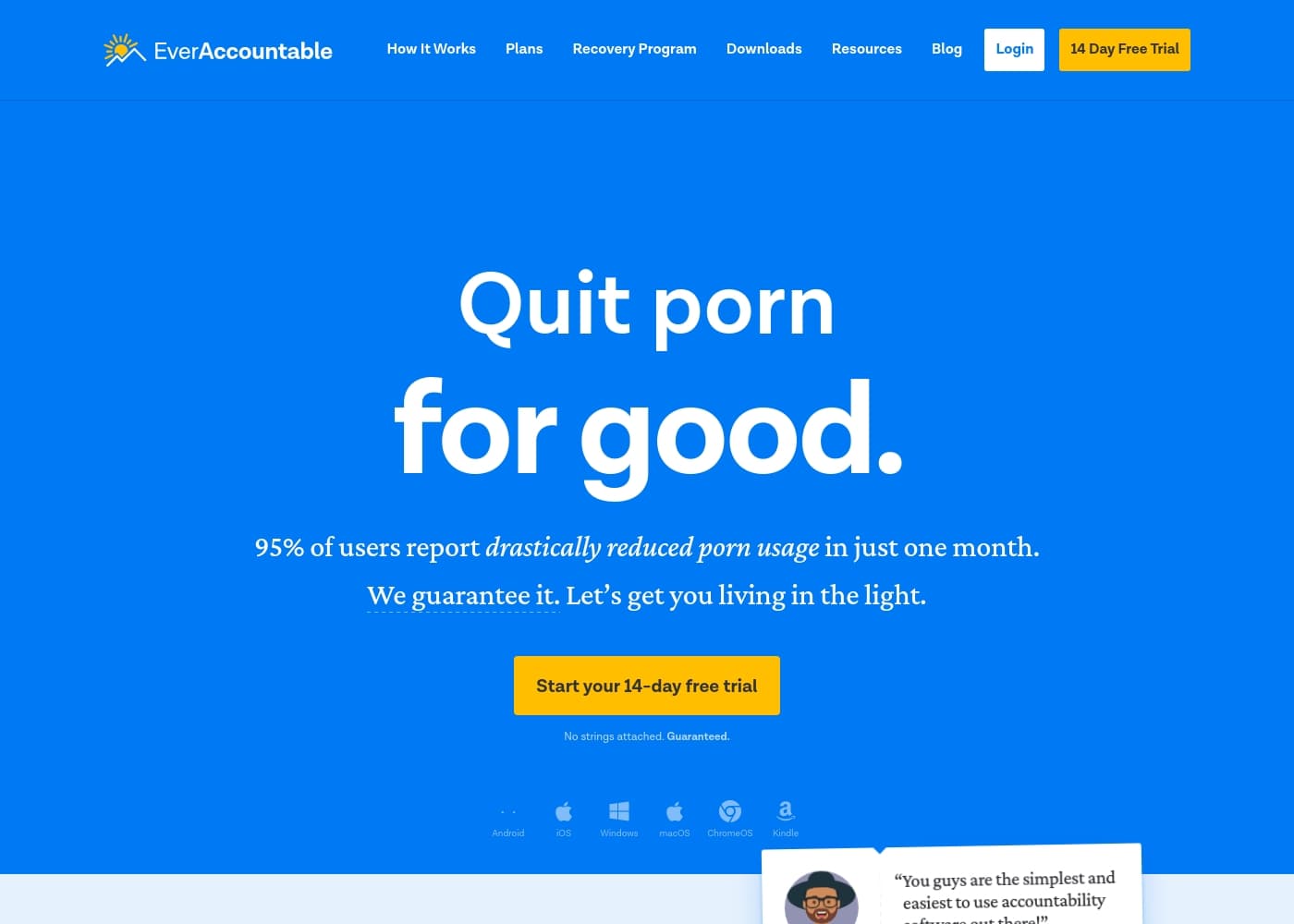Screenshot della homepage di Ever Accountable