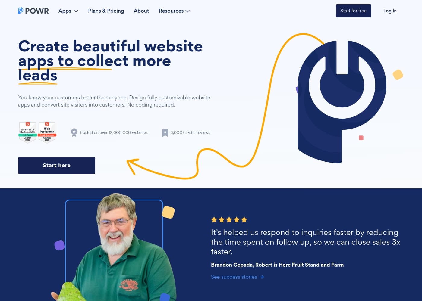 Powrのホームページスクリーンショット