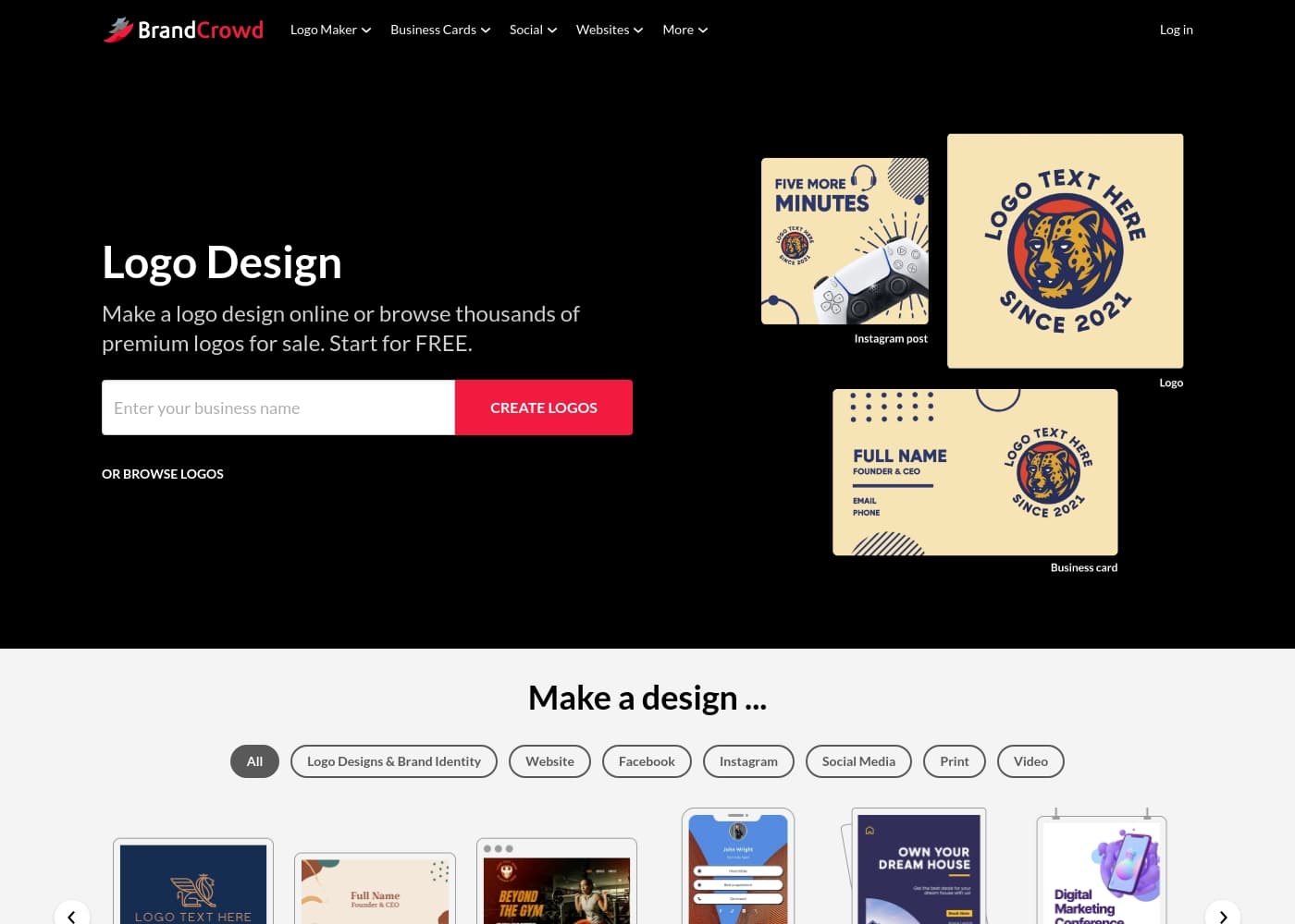 BrandCrowd首页截图