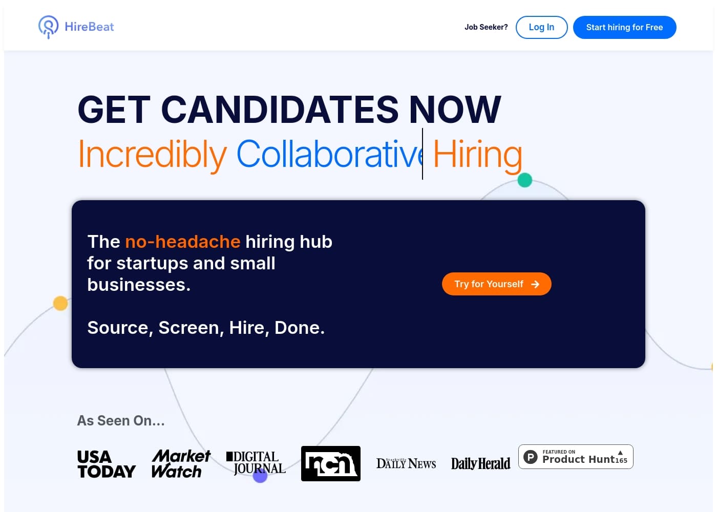 HireBeat 홈페이지 스크린샷