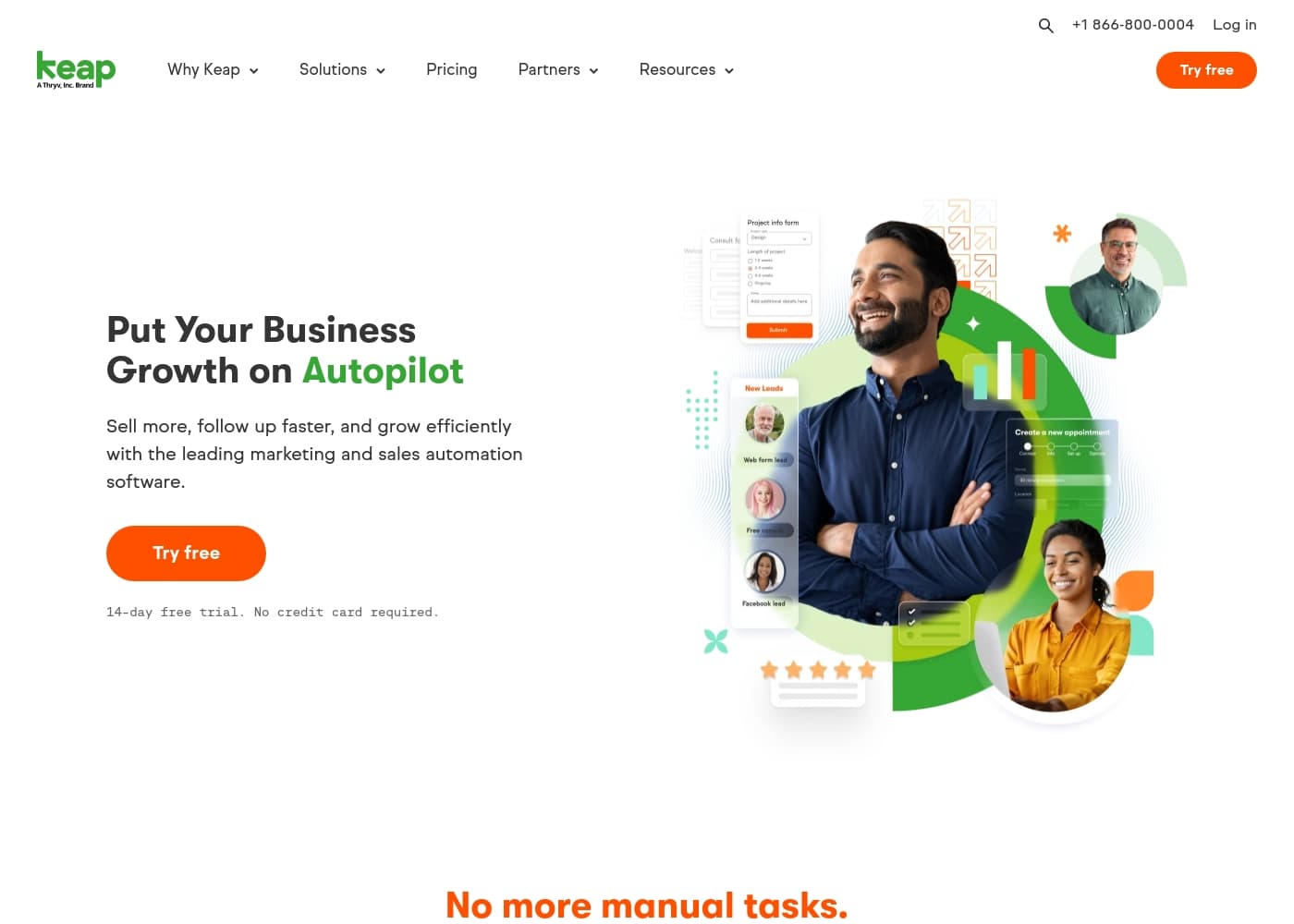 Screenshot della homepage di Keap