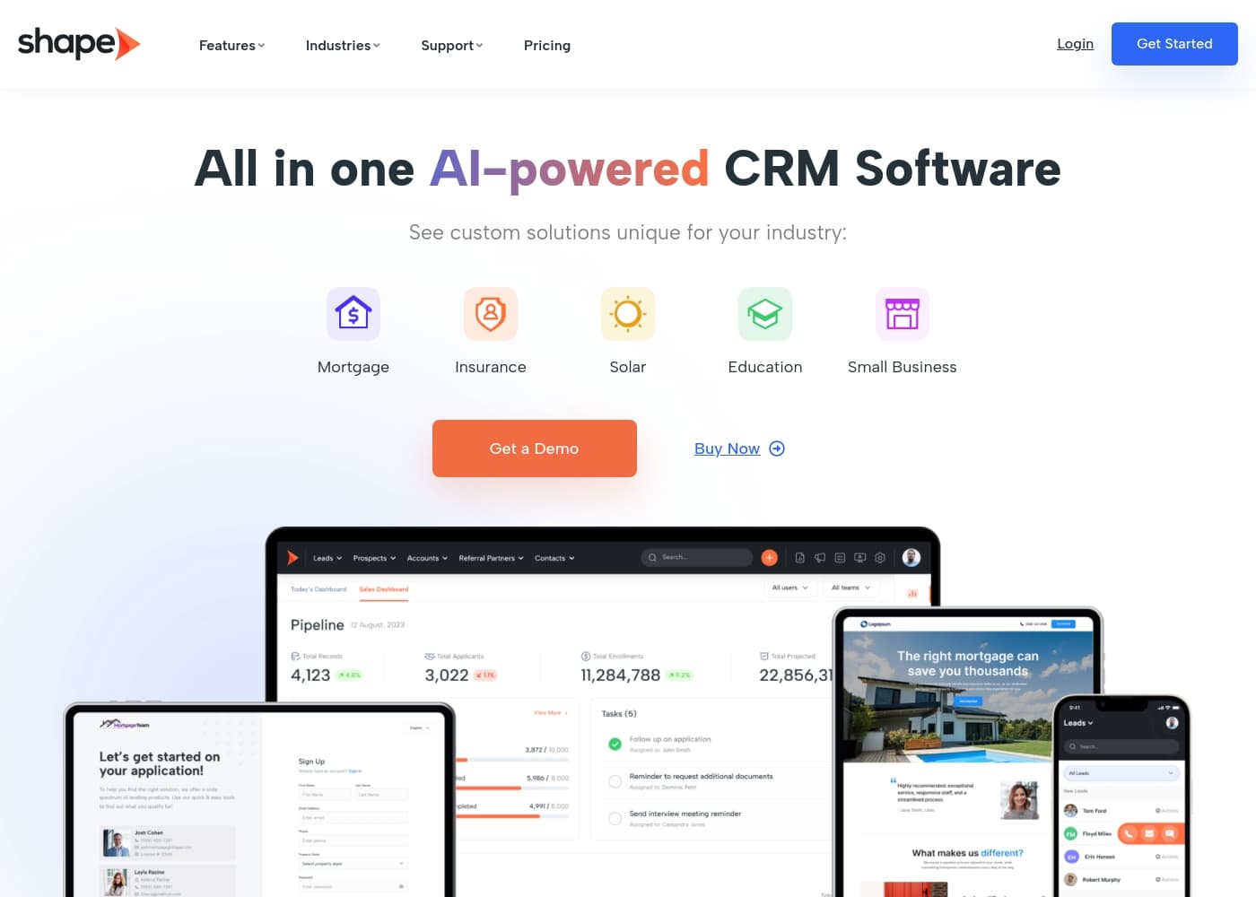 Shapeのホームページスクリーンショット