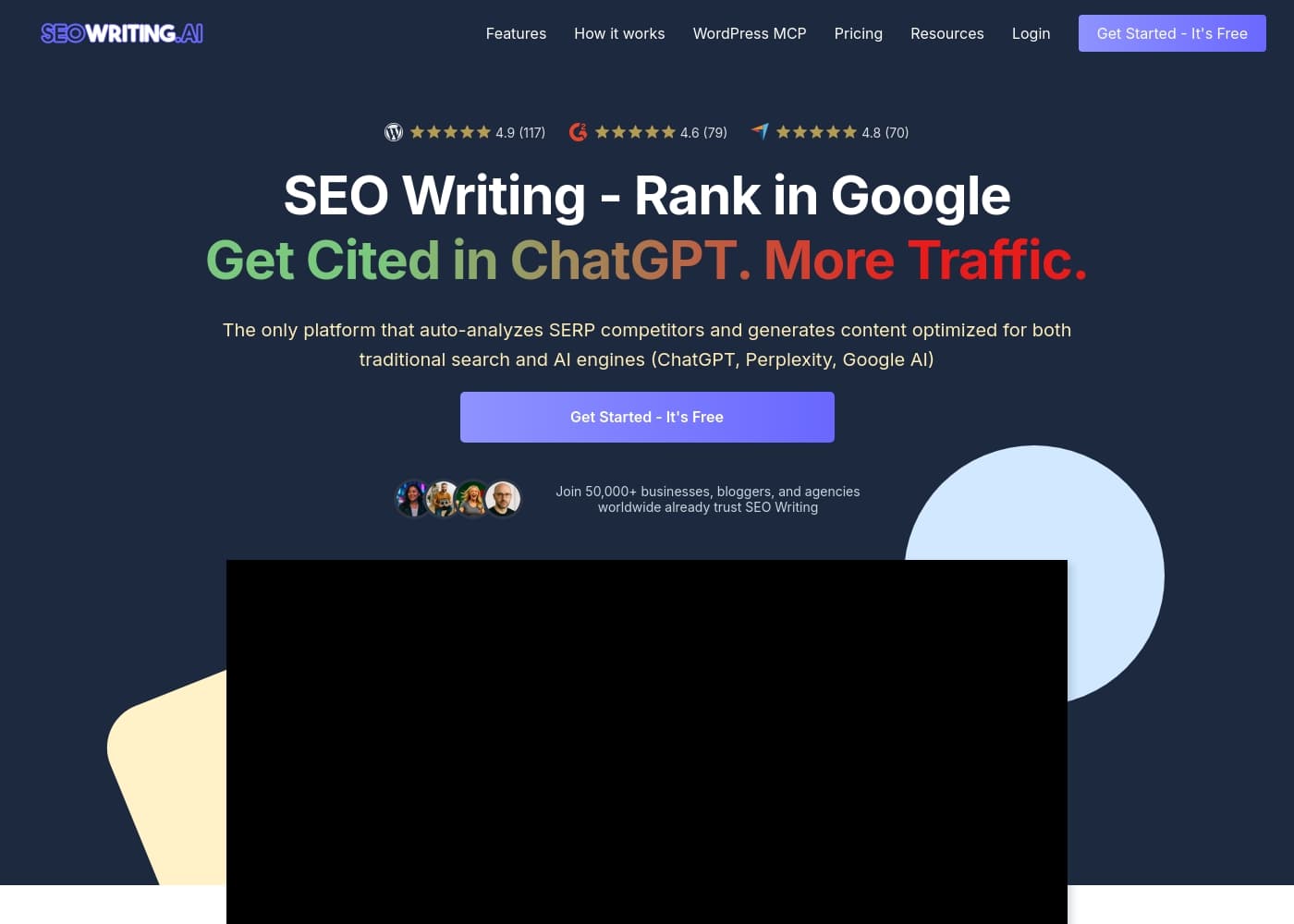 ภาพหน้าจอหลักของ SEOWriting