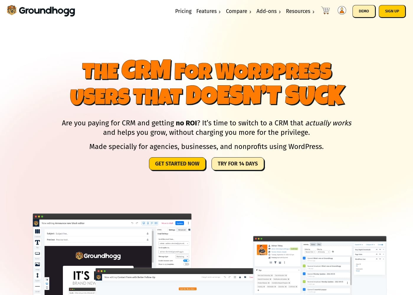 Groundhoggのホームページスクリーンショット