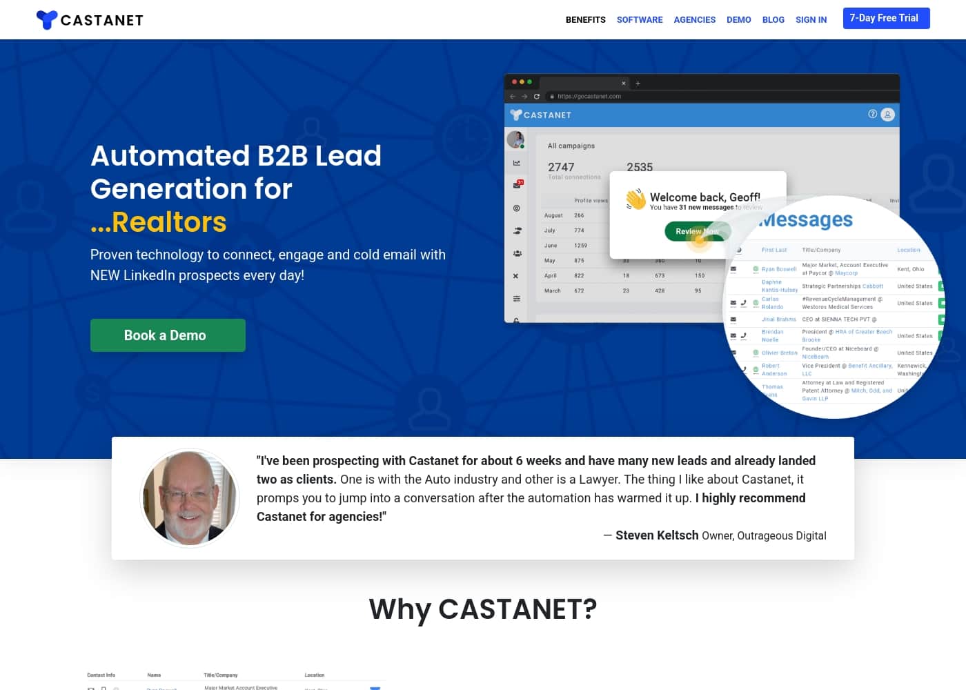 Скриншот главной страницы CASTANET