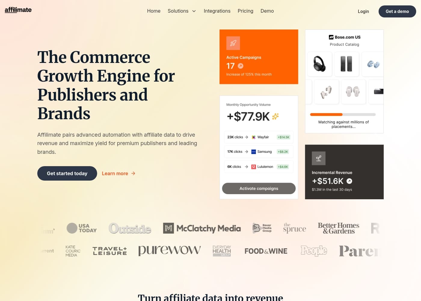 Ảnh chụp màn hình trang chủ Affilimate