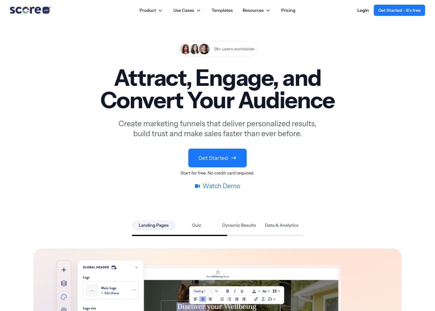 ScoreApp 홈페이지 스크린샷