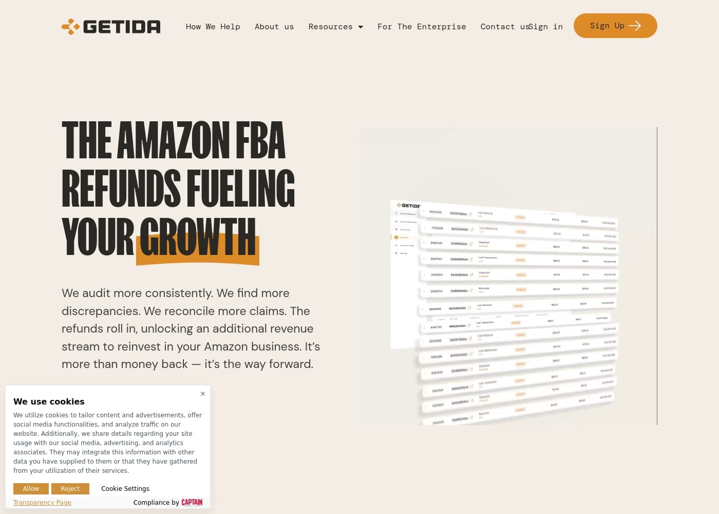 ภาพหน้าจอหลักของ GETIDA