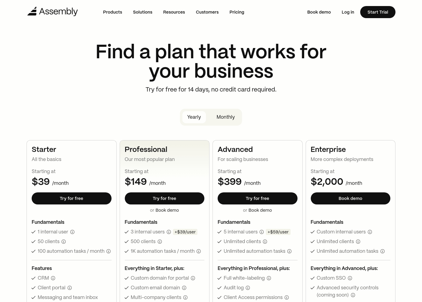 Assembly pricing screenshot