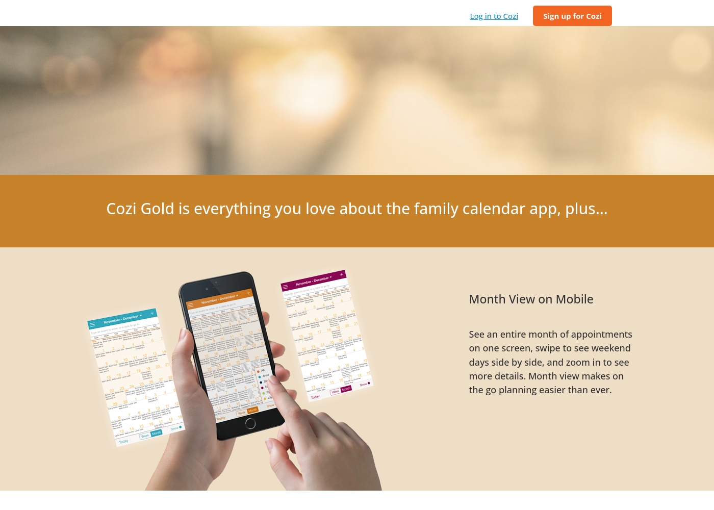 Cozi pricing screenshot