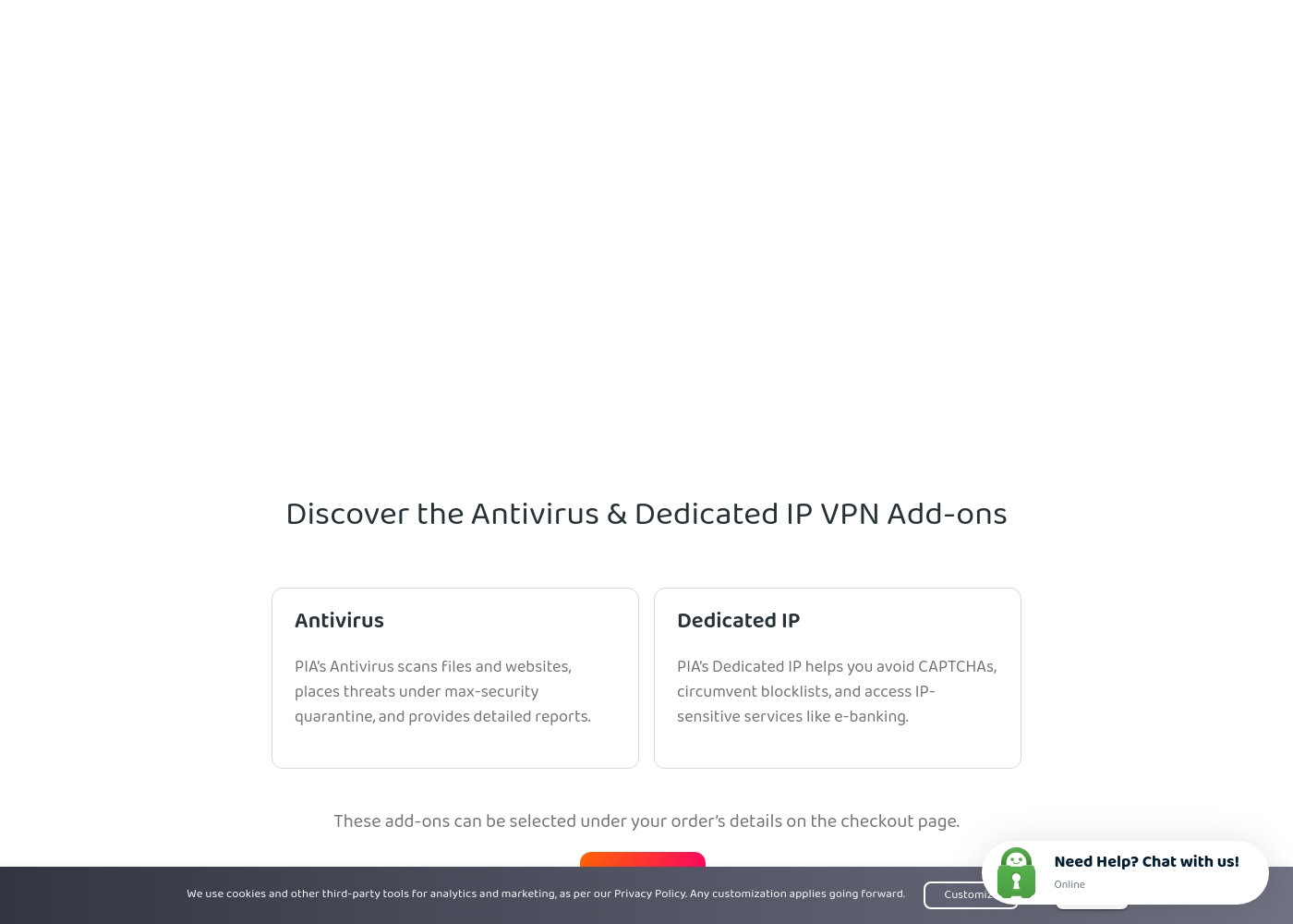 PIA VPN pricing screenshot