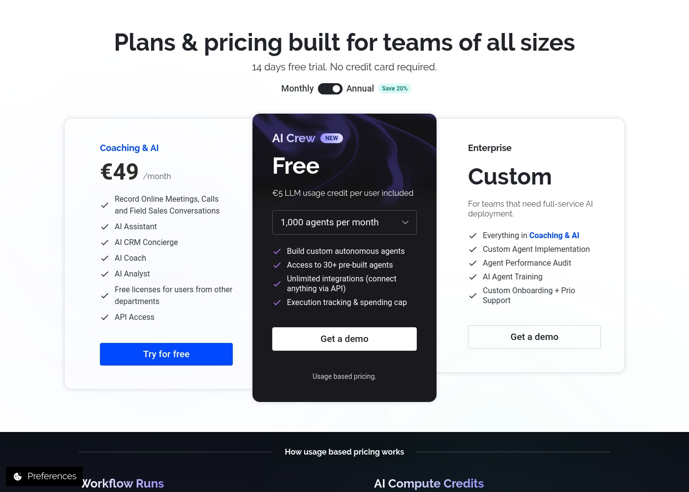Demodesk pricing screenshot