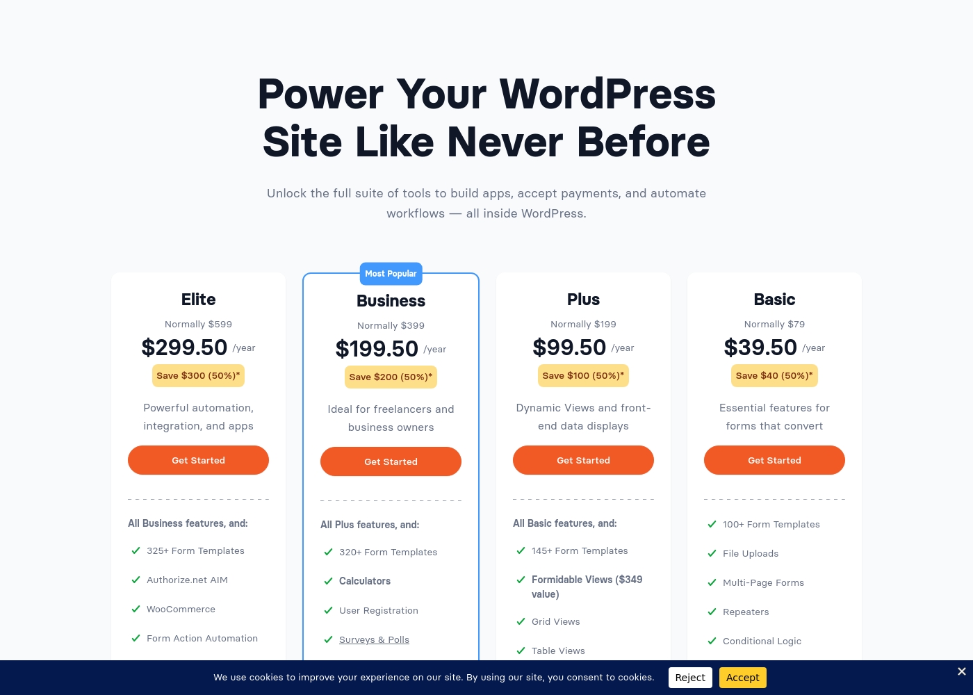 Formidable Forms pricing screenshot