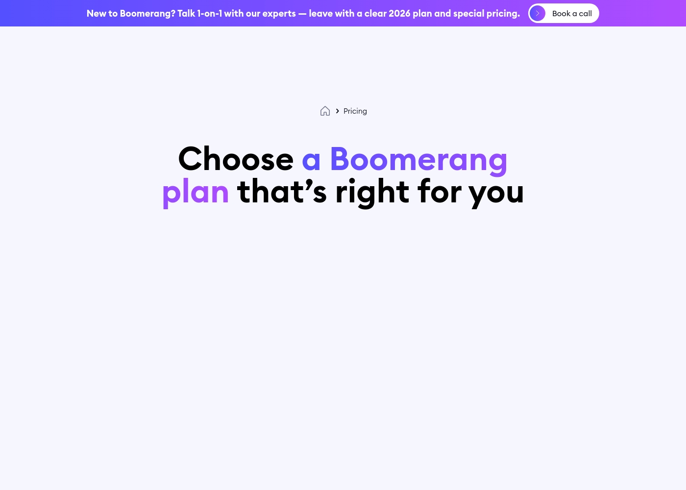 Boomerangme pricing screenshot